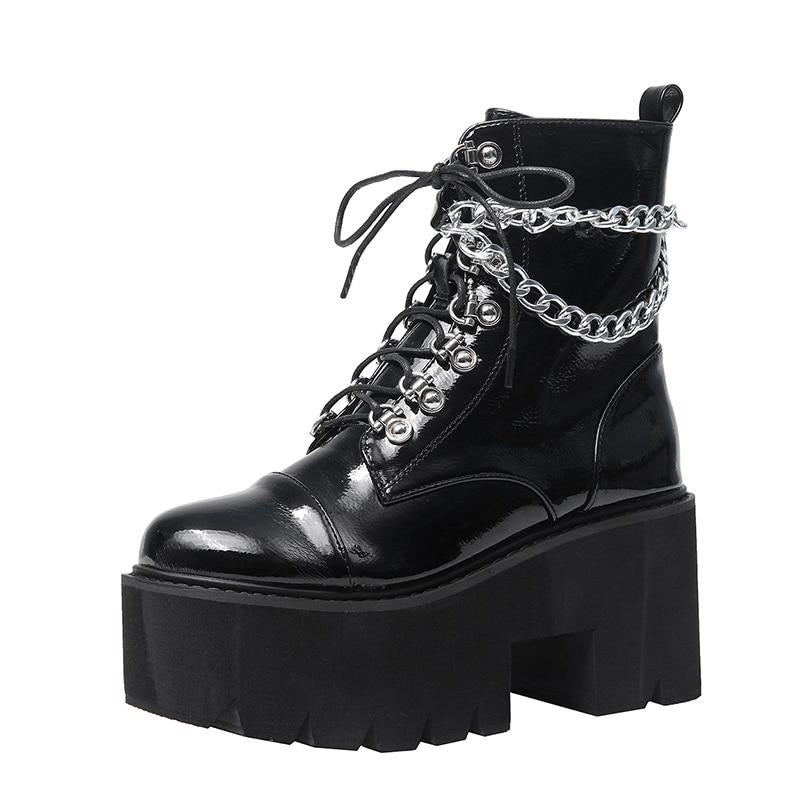 "SKYLAR" DOUBLE CHAIN PLATFORM BOOTS