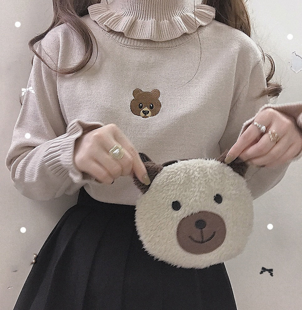 "BEAR FRILL" TURTLENECK SHIRT