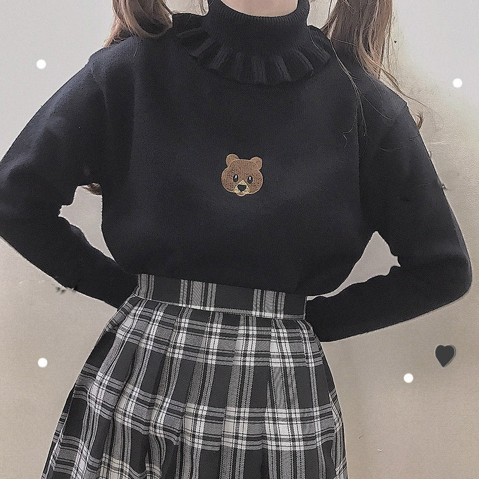 "BEAR FRILL" TURTLENECK SHIRT