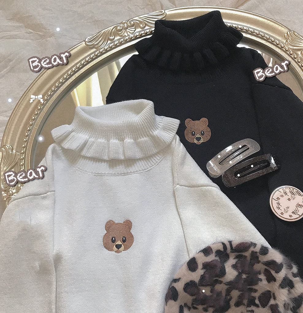 "BEAR FRILL" TURTLENECK SHIRT
