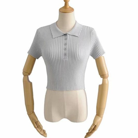 "SLICK" BUTTONED T-SHIRT