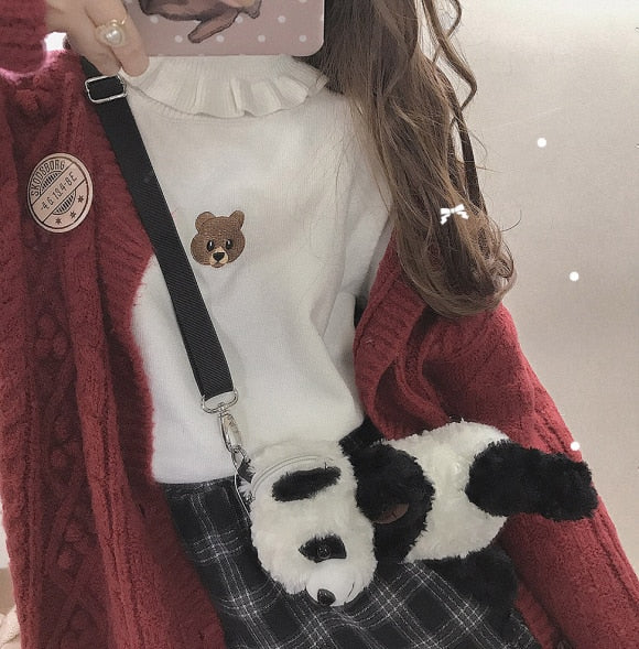 "BEAR FRILL" TURTLENECK SHIRT