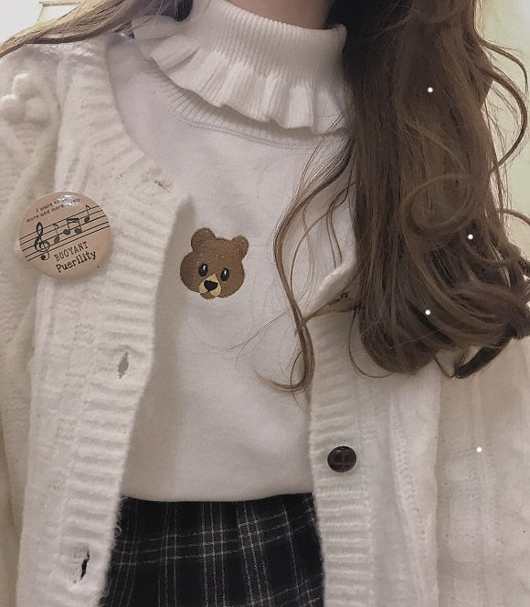 "BEAR FRILL" TURTLENECK SHIRT