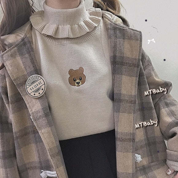 "BEAR FRILL" TURTLENECK SHIRT