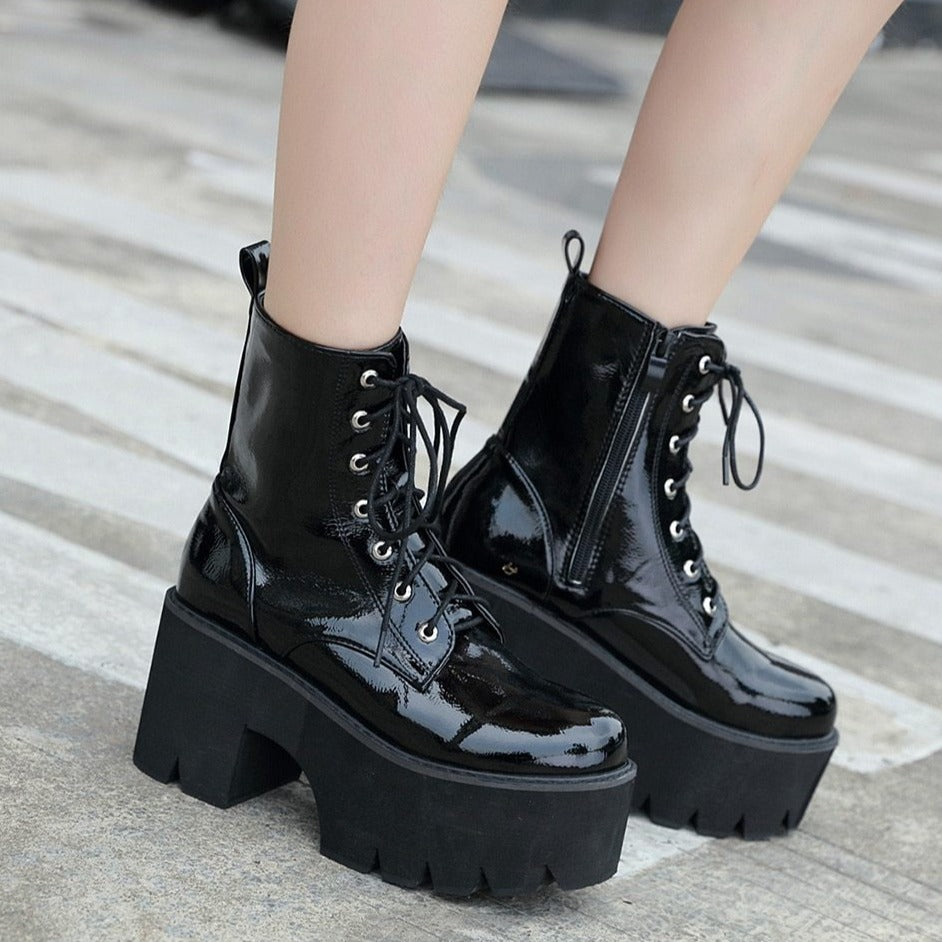 "BLAKE" LEATHER PLATFORM BOOTS