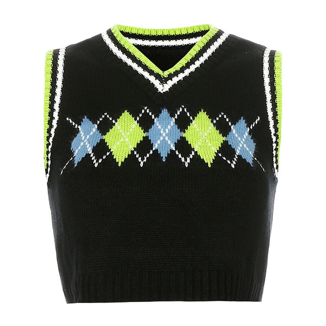 "VIBE" ARGYLE SWEATER VEST