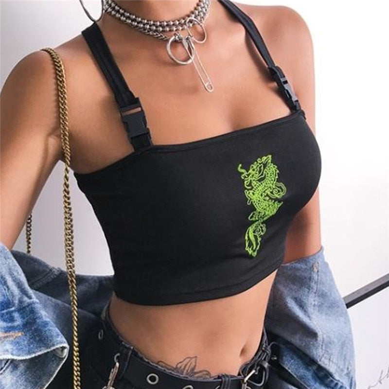 "DRAGON" BUCKLE CROP TOP