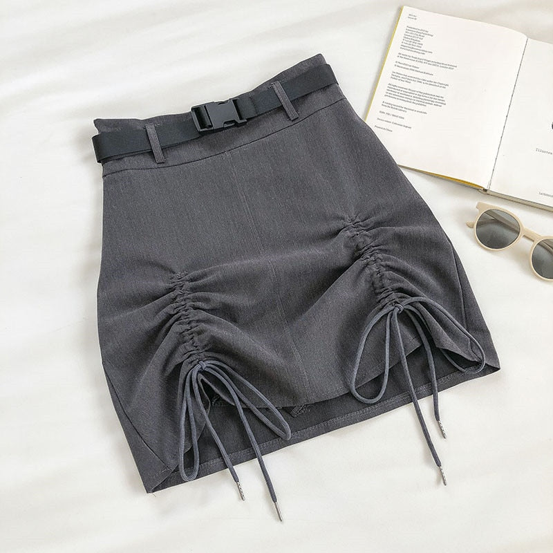 "BUCKLE" RUCHED SKIRT