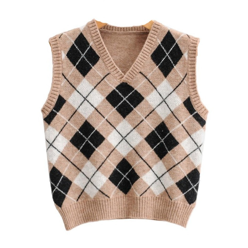 "DULCE" ARGYLE SWEATER VEST
