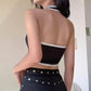 "LACE TRIM" HALTER TOP