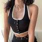 "LACE TRIM" HALTER TOP