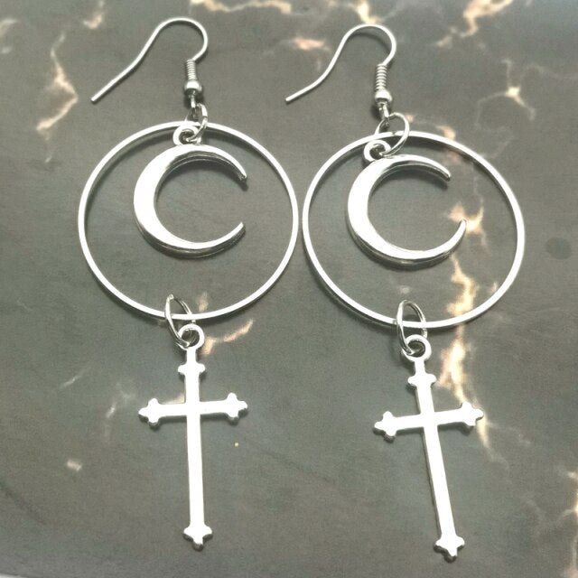 Gothic cross deals earrings