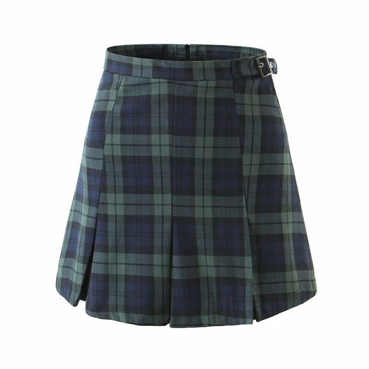 "GOOD GIRL" PLAID BUCKLE SKORT